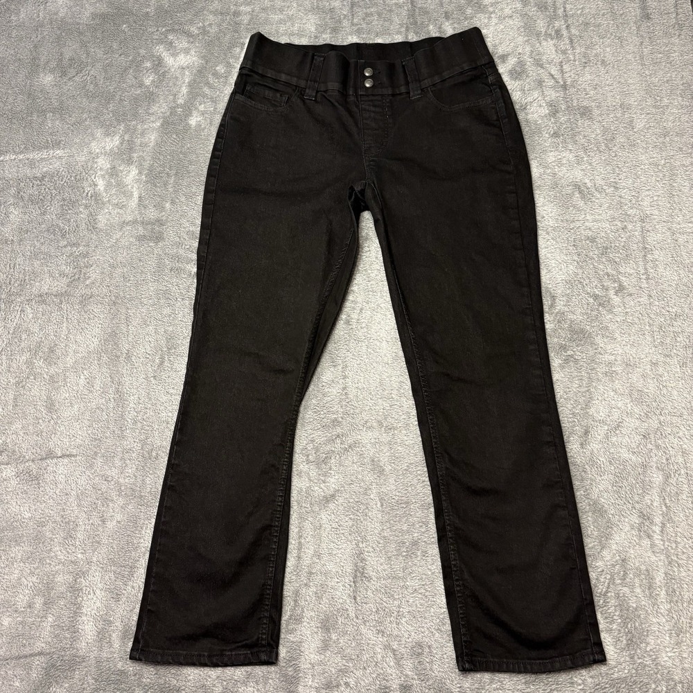 Lee Riders Women's Black Mid Rise Straight Leg Jeans Stretch Size 12 Petite 12P